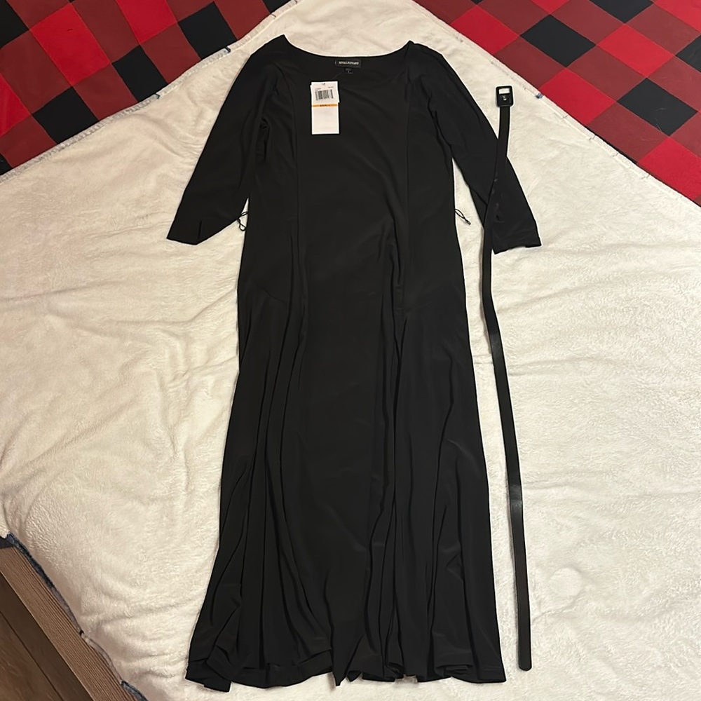 Nina Leonard Sylvia Midi Dress with belt